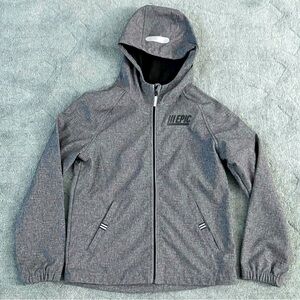 George Boys Gray Hoodie Full Zip Jacket EPIC logo & Reflectors Size XL (14-16)
